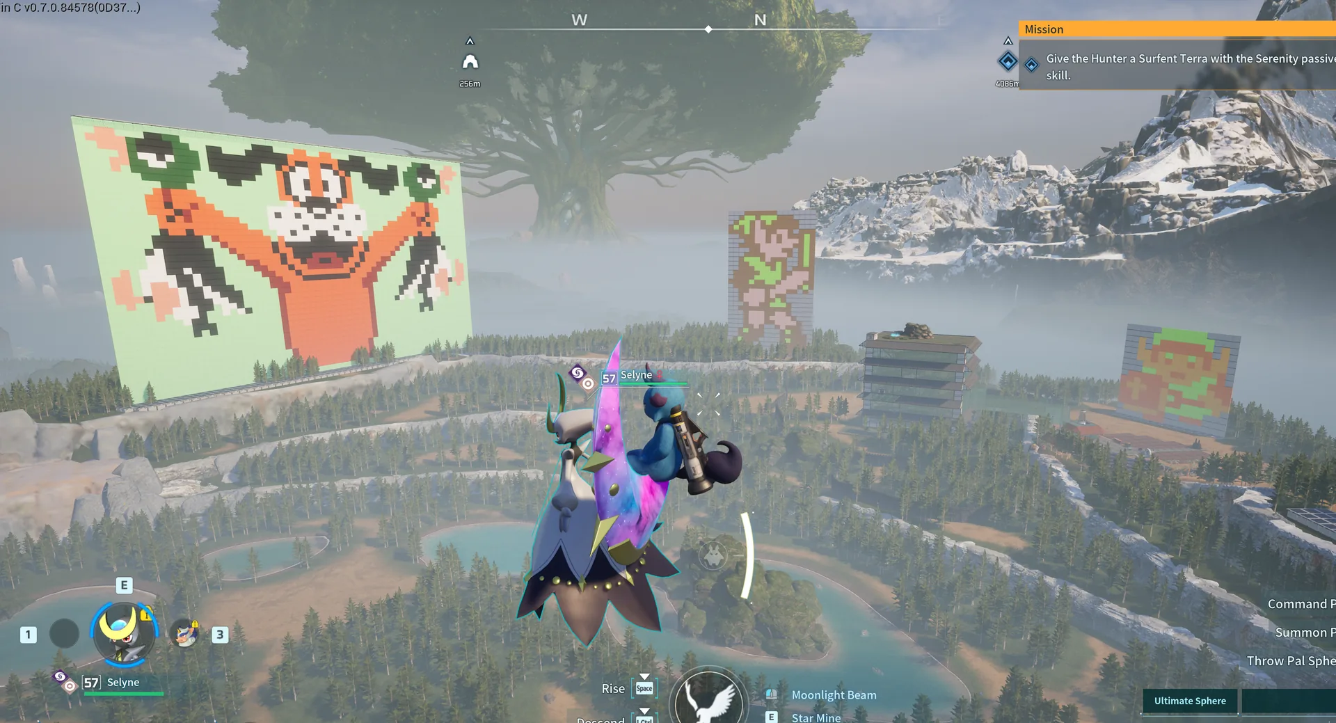 Earlier giant painted-wall build in Palworld