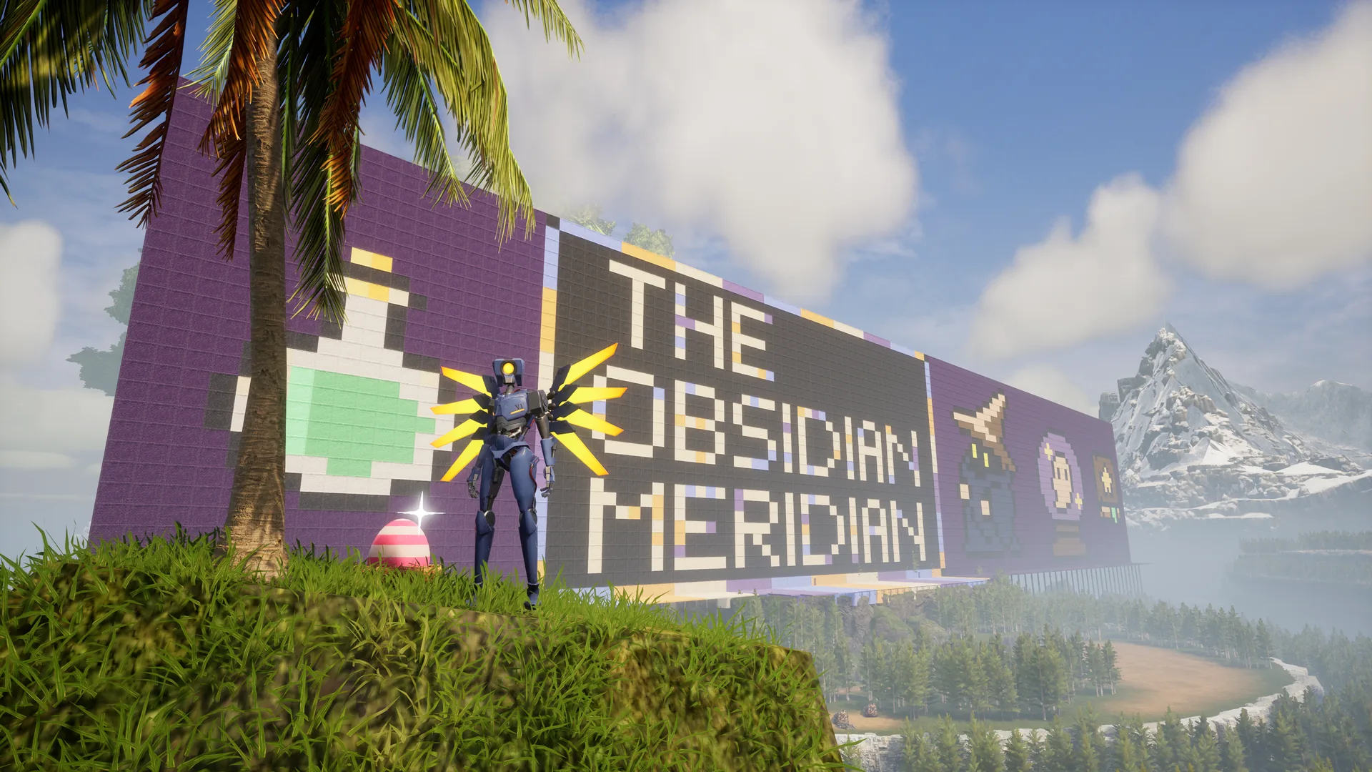 Finished Obsidian Meridian mural in Palworld